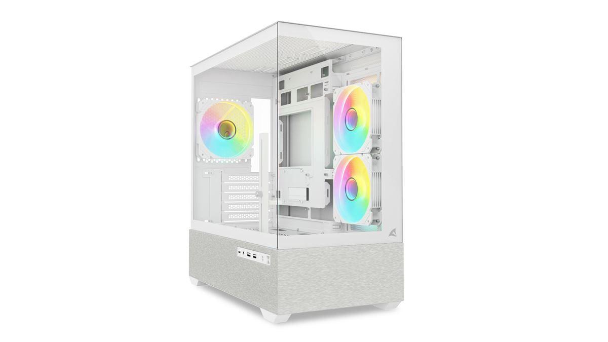Caixa de Computador SHARKOON MK7 ARGB (Micro ATX, Mini-ITX, BTF - Micro-ATX - Vidro temperado - Branco)