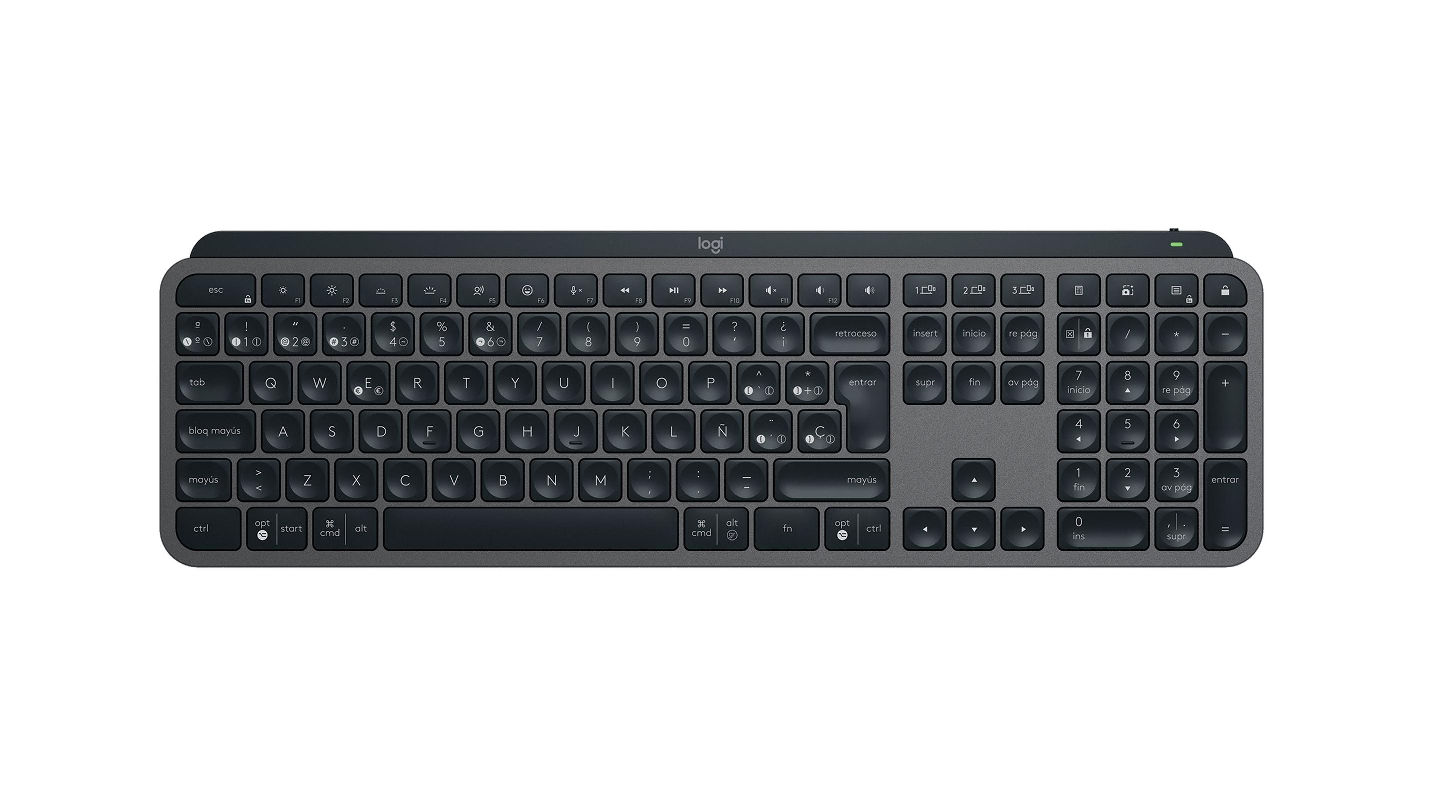 Teclado LOGITECH MX Keys S (Espanhol - Teclas tesoura - Tamanho completo - Grafite)