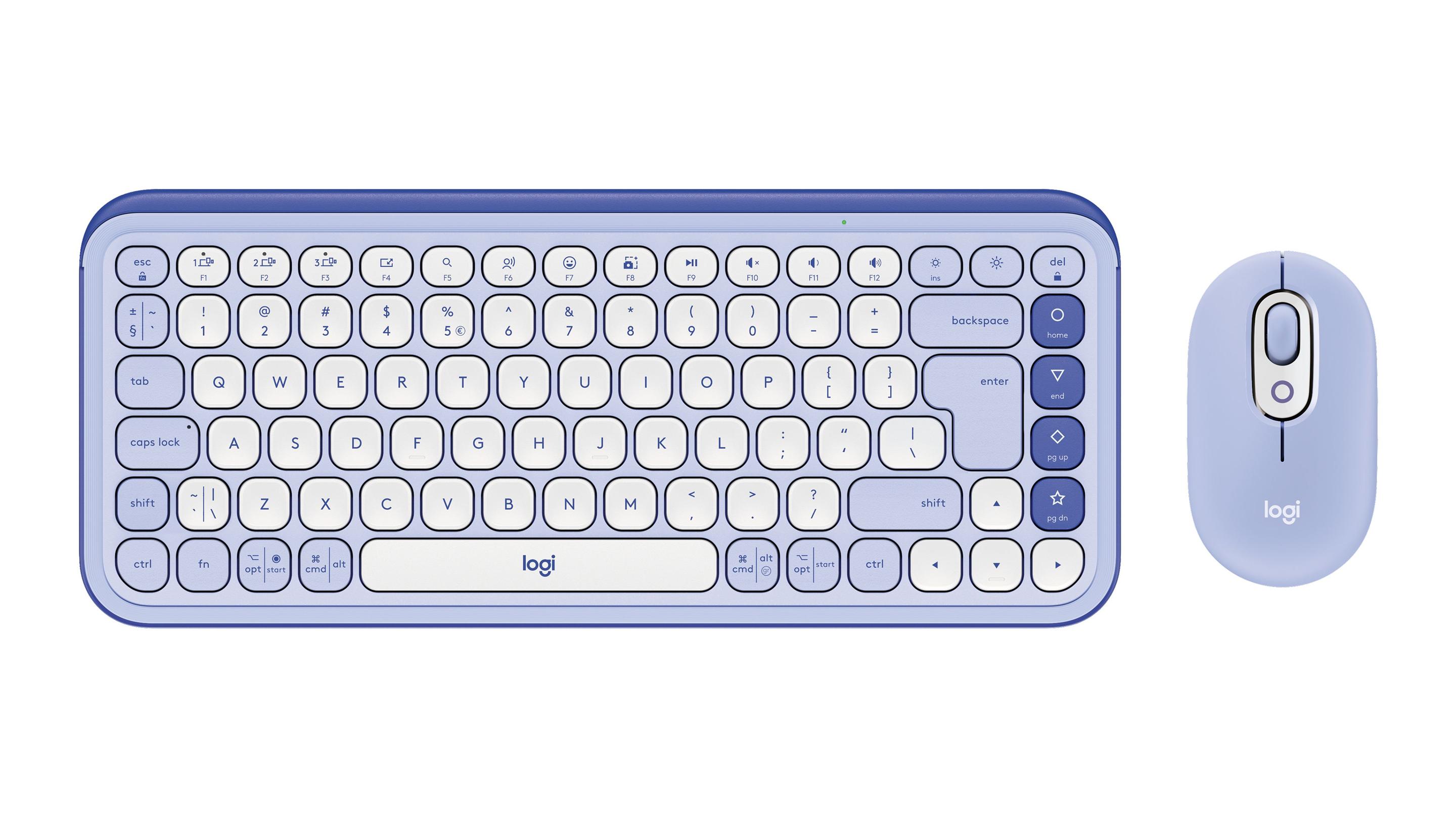 Conjunto de Teclado e Rato LOGITECH POP Icon Combo (Turco - Teclas tesoura - Mini - Lilás e Branco)