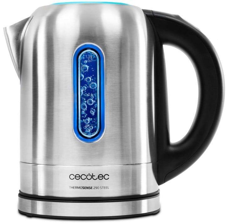 Jarro Elétrico CECOTEC THERM.290 (2200 W - 1,7 l - Aço inoxidável - Preto e Inox)