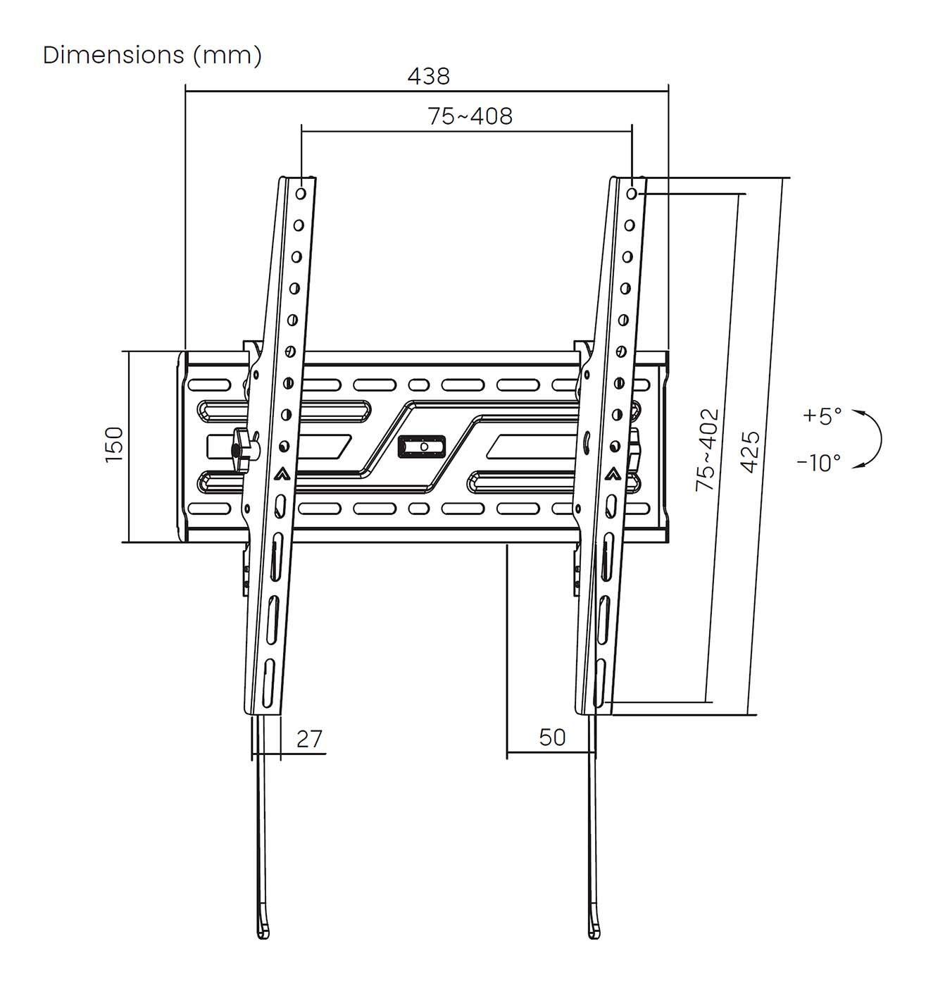 Suporte de Parede TV AISENS WT75T-311 (32-75" - 75 kg - Inclinável - Preto) — miniatura 7