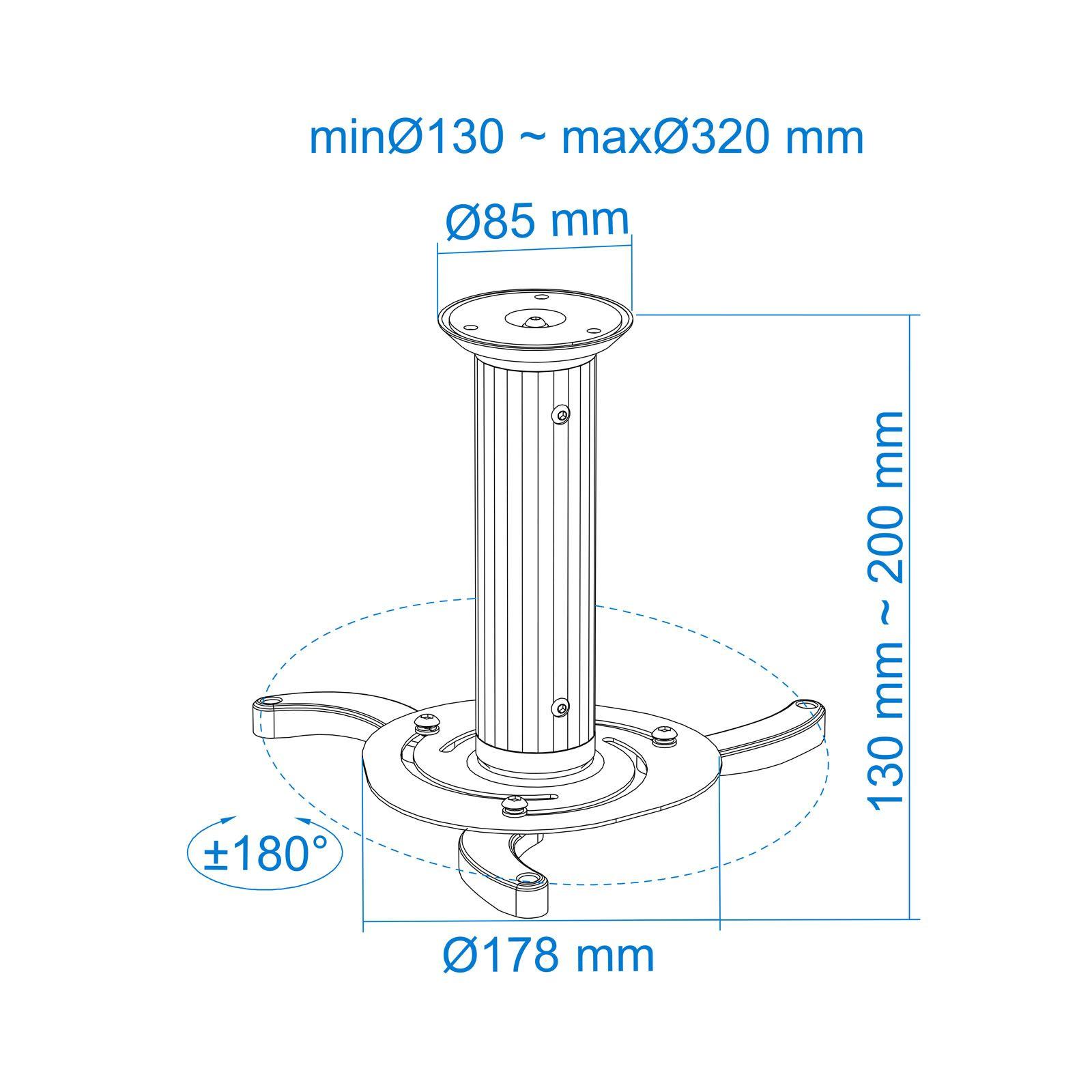 Suporte de Teto para Projetor TOOQ PJ1010TN-S (10 kg - Teto - -15-15° - Prateado), miniatura 6