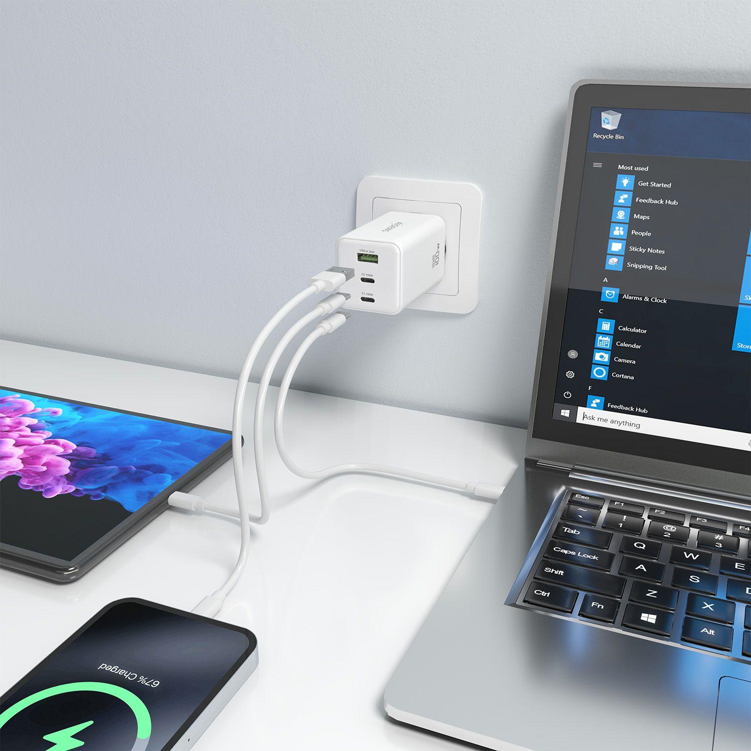 Carregador de Dispositivos Móveis AISENS ASCH-100W3P051-W (100 W - Branco) — miniatura 6
