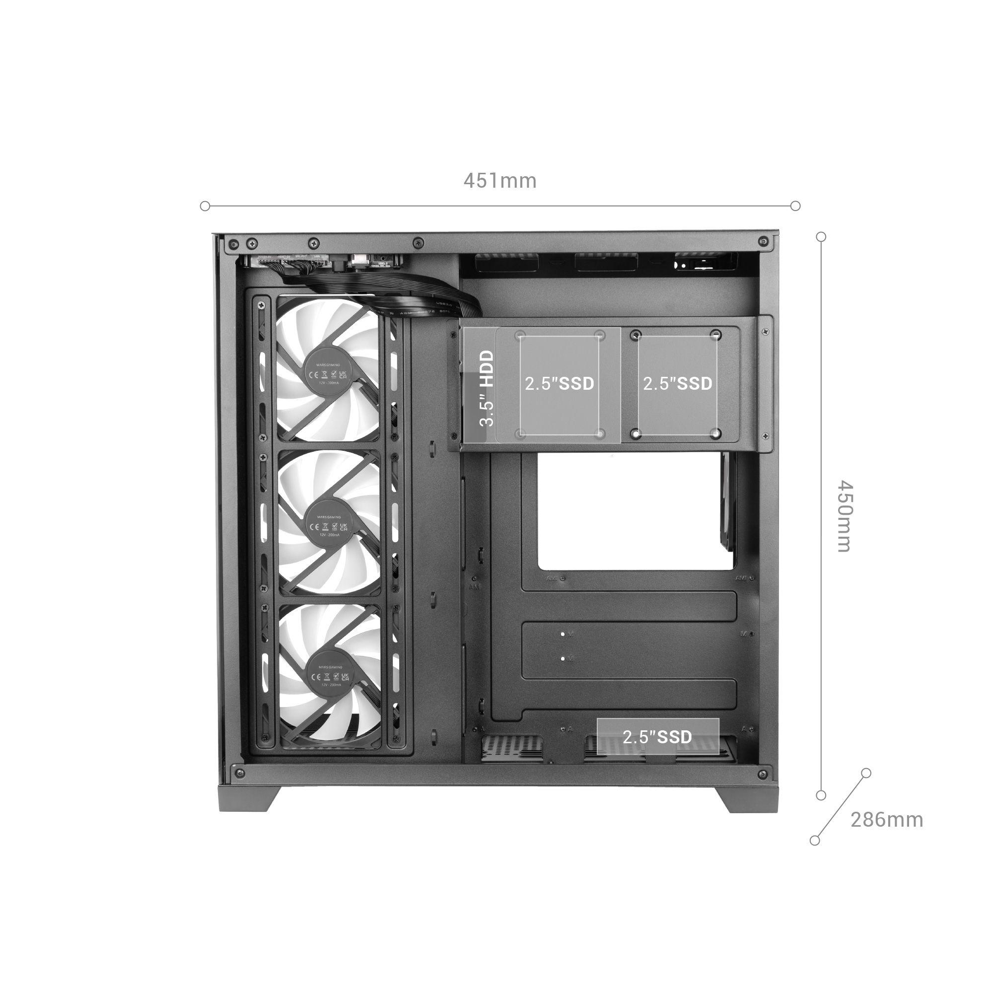 Caixa PC MARS GAMING MCVPRO (Midi Tower - ATX, micro ATX, Mini-ITX - Preto), miniatura 10
