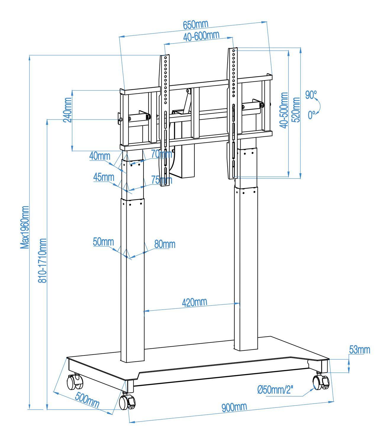 Suporte de Chão Elétrico para TV TOOQ UROS FSM03-B (52–84" - 100 kg - Preto), miniatura 12