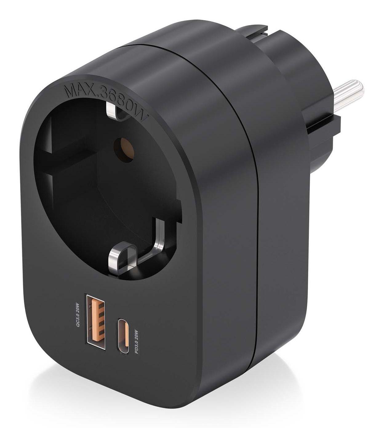 Tomada de Parede AISENS ASPS-1A1C07-BK (3680 W - Até 20 W - Preto), miniatura 2