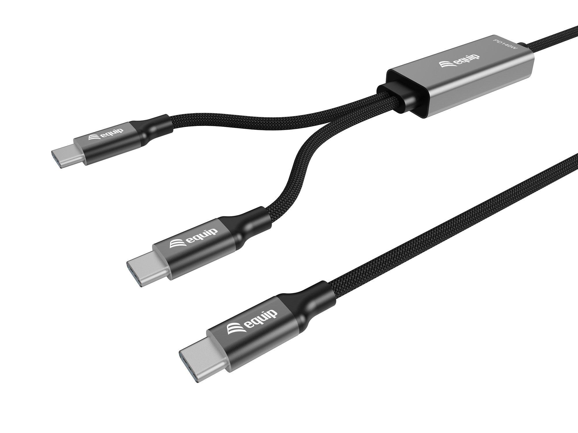 Cabo USB-C em Y EQUIP 128895 (1,5 m - 2 x USB C - USB C - Preto)