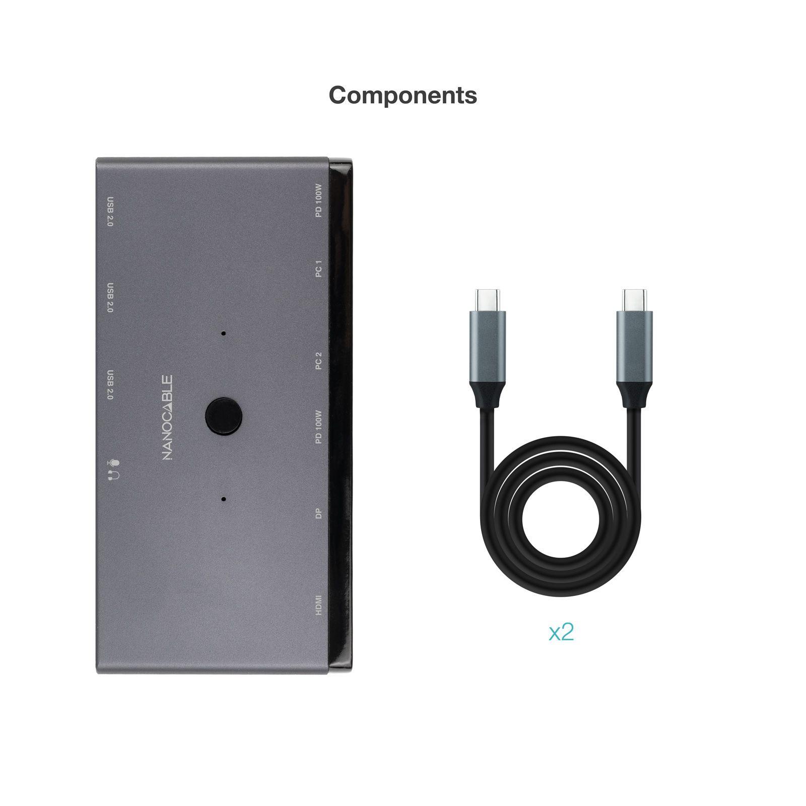 Switch KVM NANOCABLE 10.12.0003 (Cinzento) — miniatura 5