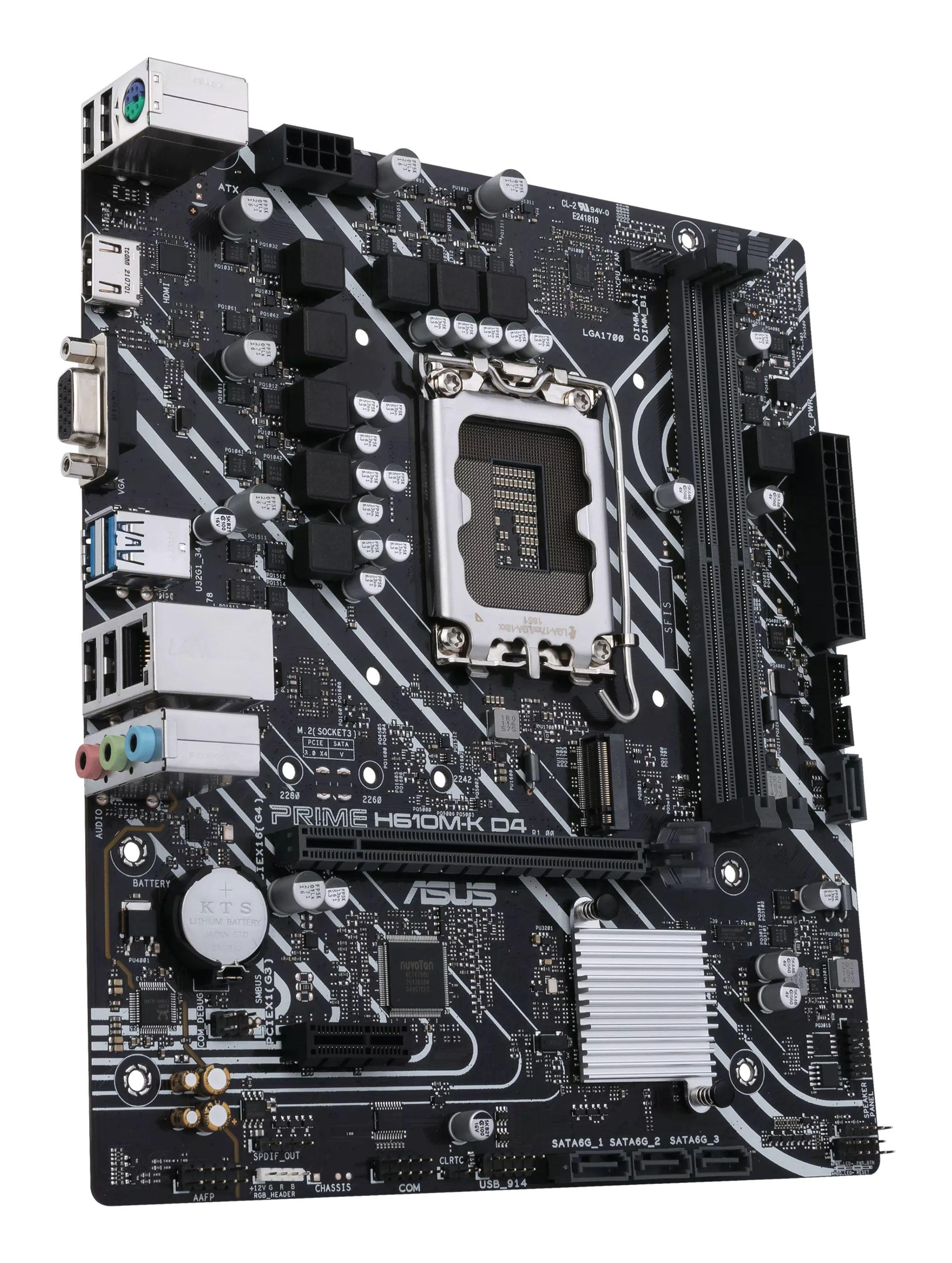 Motherboard ASUS Prime H610M-K D4 (LGA 1700 - micro-ATX - Duplo canal - Preto), miniatura 4