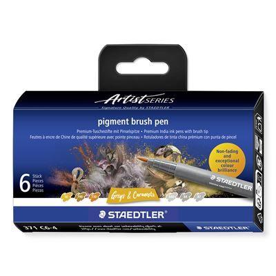 Conjunto de Marcadores de Ponta Pincel STAEDTLER Pigment Arts 371 C6-4 (Cinzento e Castanho) — miniatura 3