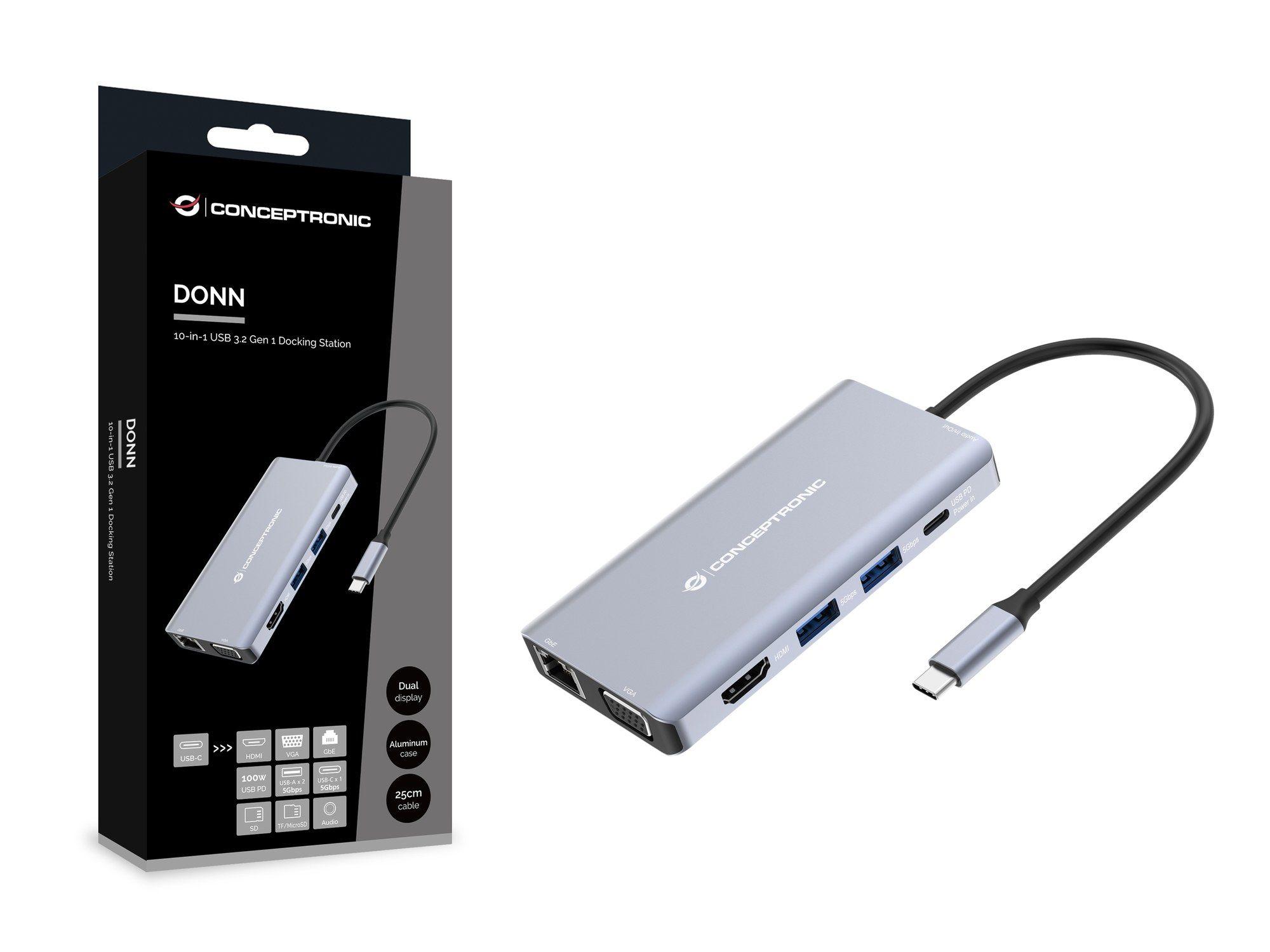 Doca USB-C CONCEPTRONIC DONN20G (0,25 m - Cinzento) — miniatura 3