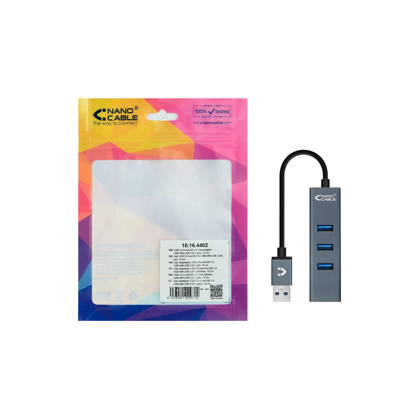 Hub USB NANOCABLE 10.16.4402 (0,1 m - Cinzento) — miniatura 4