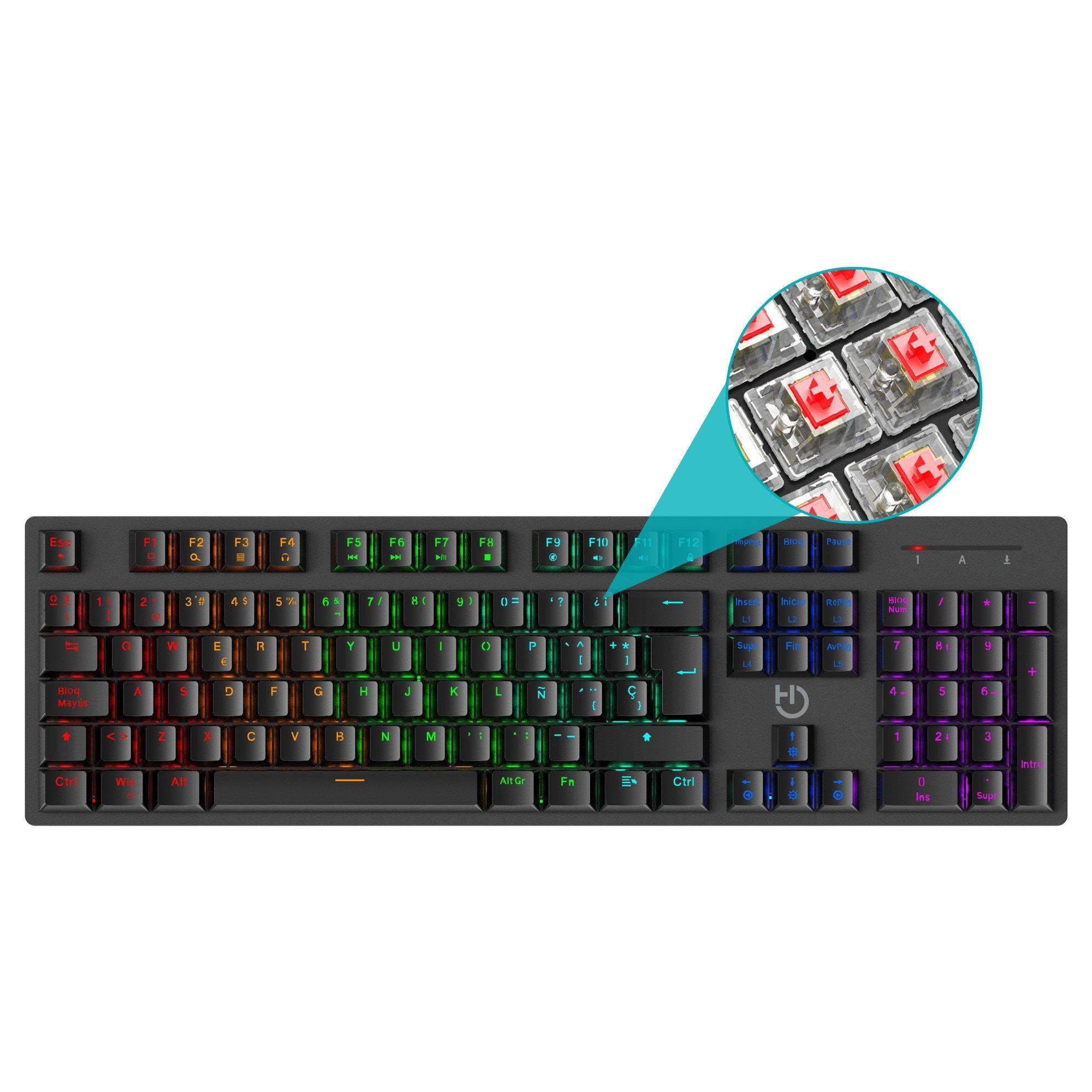 Teclado HIDITEC GK400 (ES - Interruptor de chave mecânico - Tamanho completo - Preto) — miniatura 6