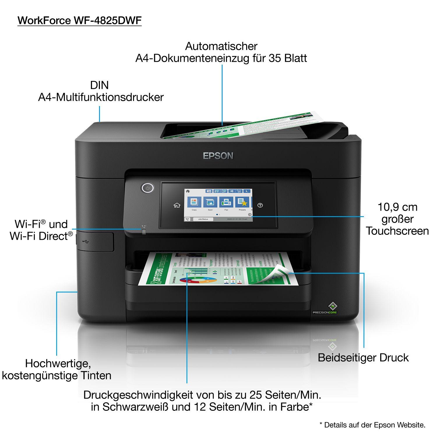 Impressora Multifunções EPSON WorkForce Pro WF-4825DWF (A4 - Impressão a cores - 250 folhas - Preto), miniatura 10