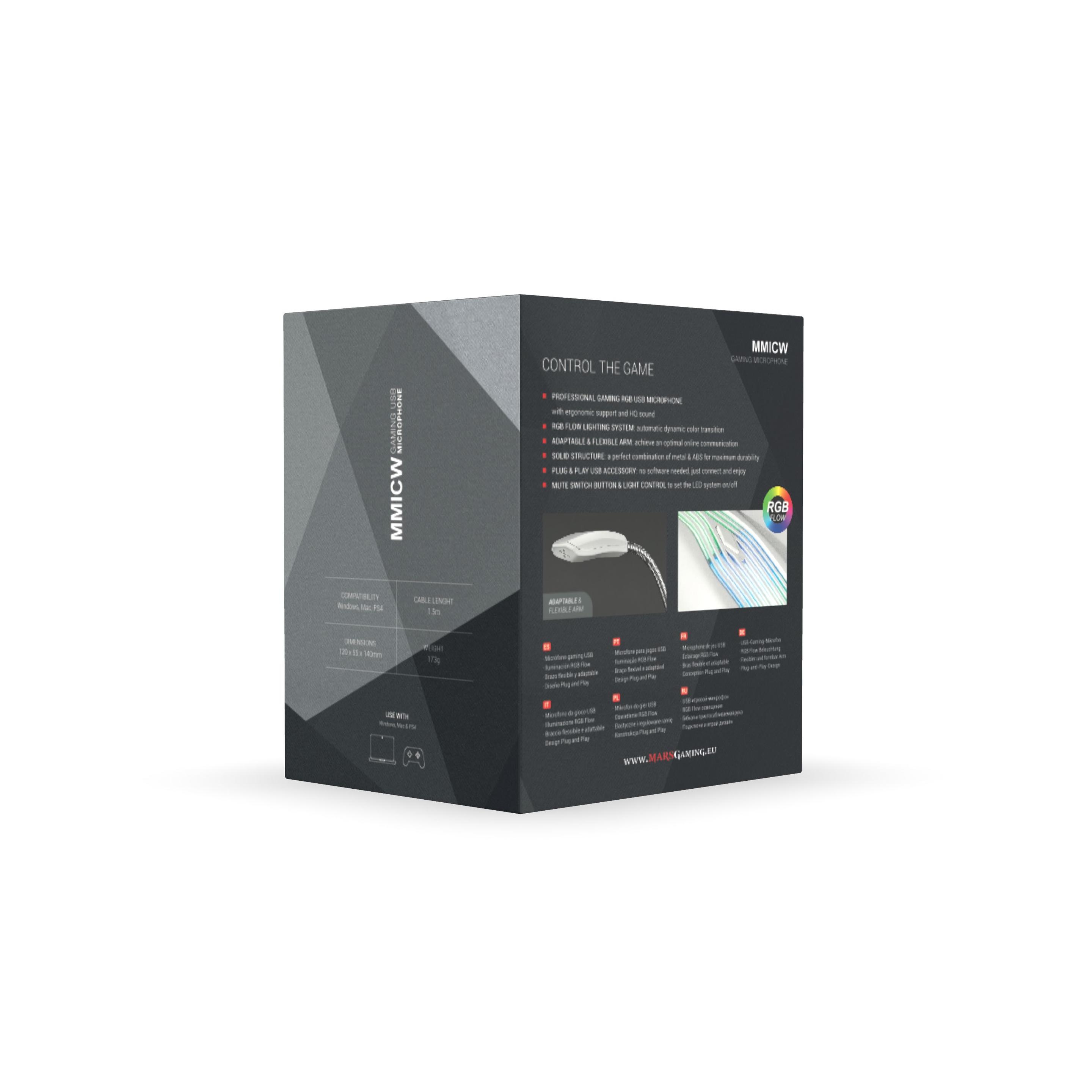 Microfone de Mesa MARS GAMING MMICW (Microfone de mesa - Com fios - USB - Branco) — miniatura 8