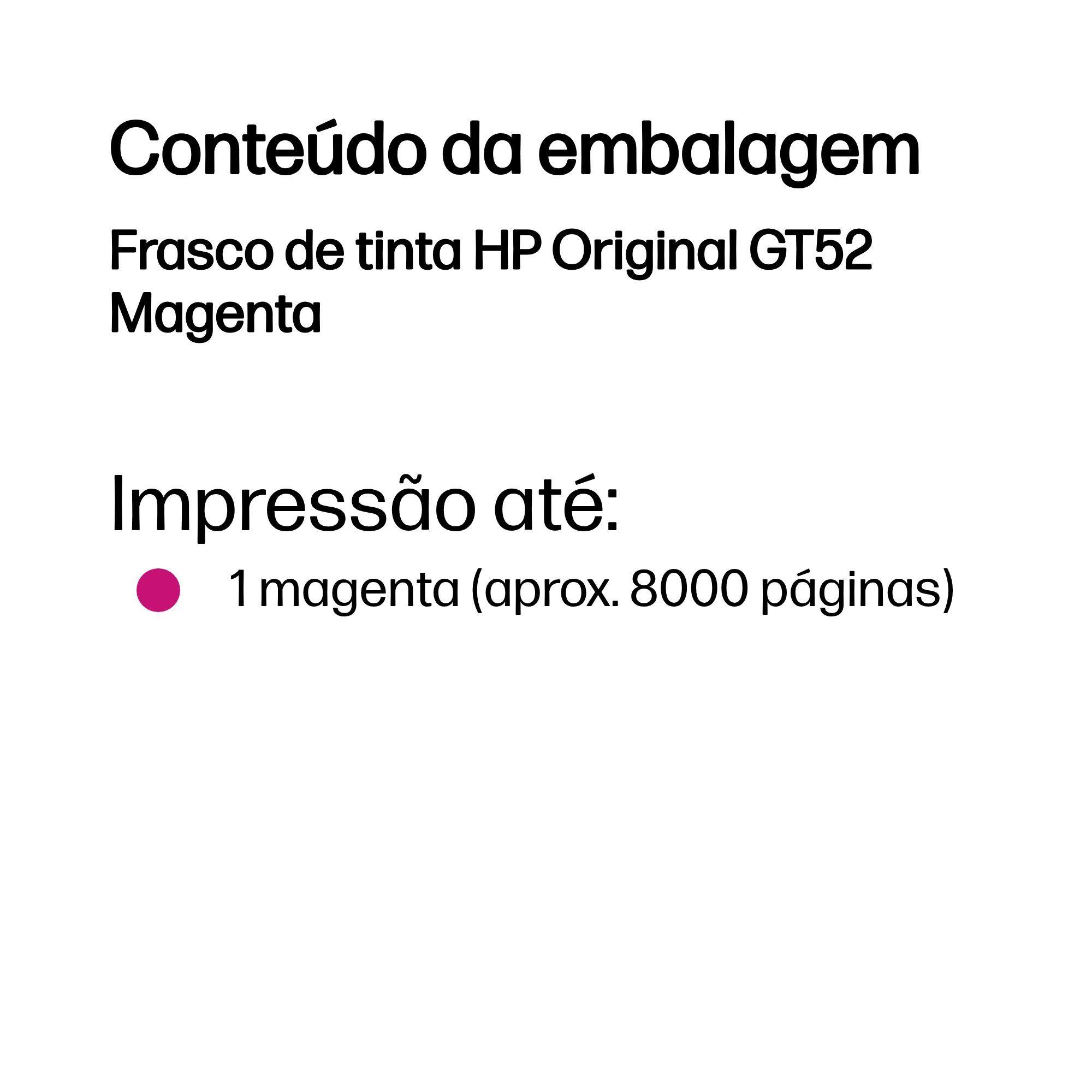 Frasco de Tinta HP GT52 (9100 páginas - Magenta) — miniatura 3