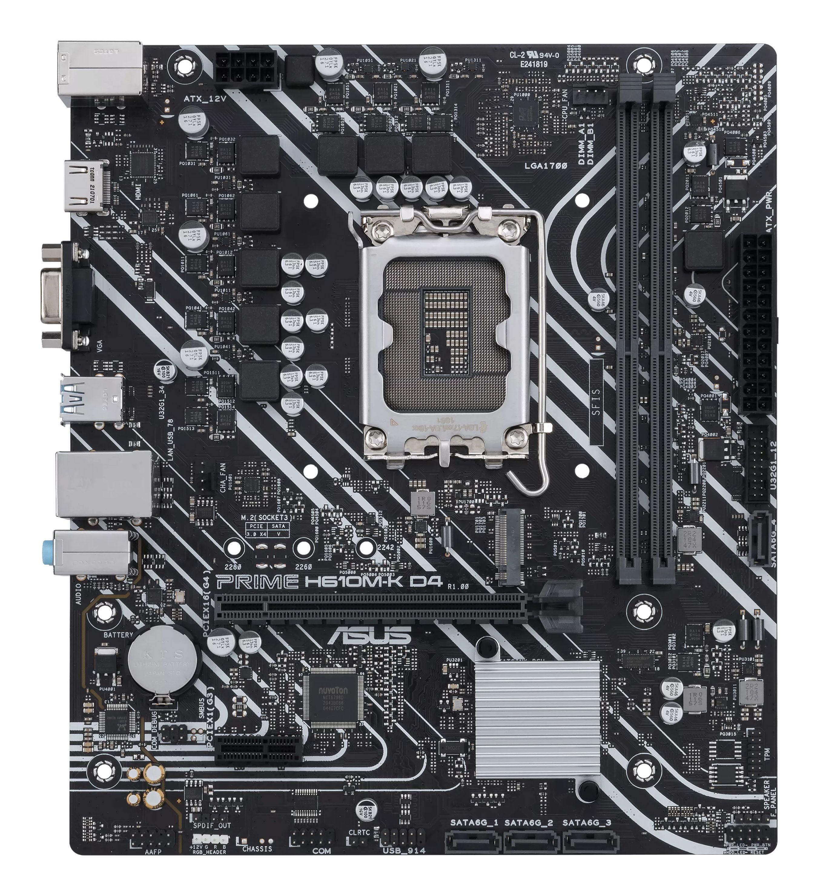 Motherboard ASUS Prime H610M-K D4 (LGA 1700 - micro-ATX - Duplo canal - Preto), miniatura 2