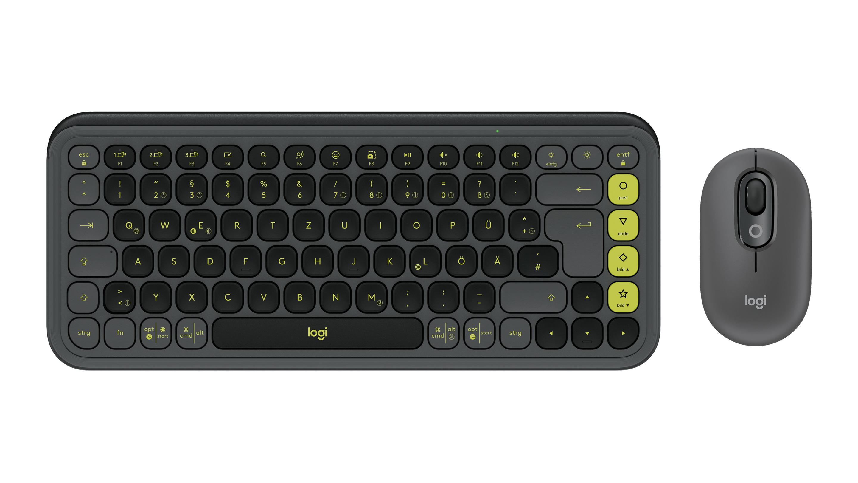 Teclado e Rato LOGITECH POP Icon Combo (Alemão - Teclas de tesoura - Mini - Grafite)