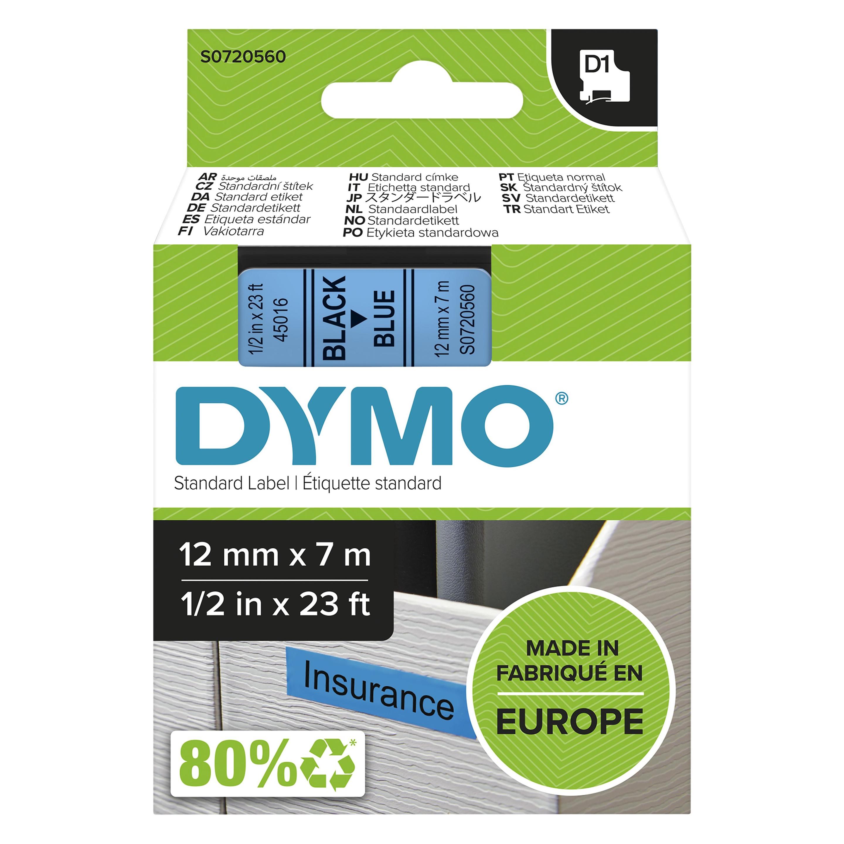 Fita de Etiquetagem DYMO D1 45016 (Preto sobre Azul)
