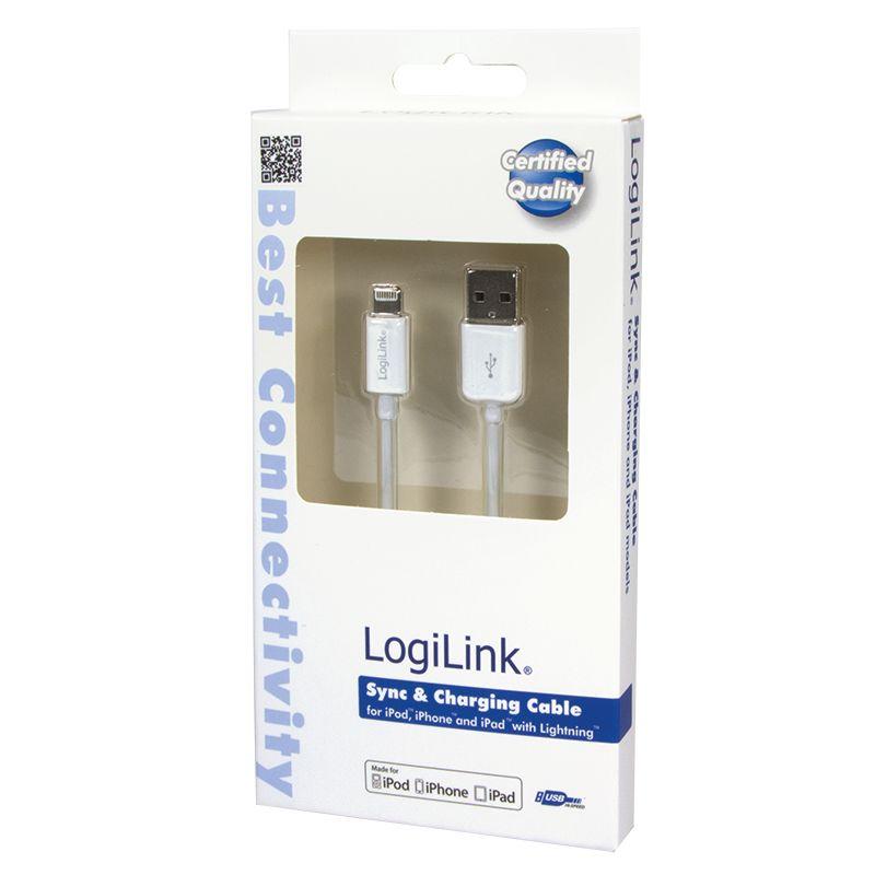 Cabo USB-A para Lightning LOGILINK UA0199 (1 m - USB-A 2.0 - Branco) — miniatura 2
