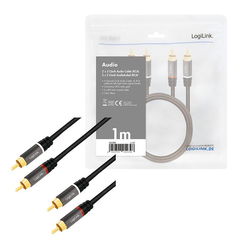 Cabo de Áudio LOGILINK CA1202 (2 x RCA Macho - 1 m - Preto) — miniatura 5