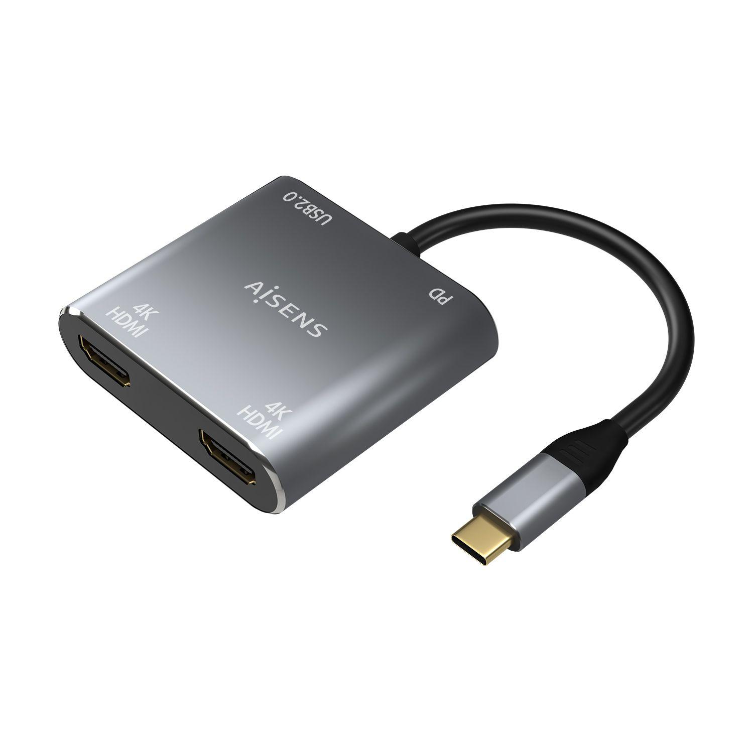 Conversor USB-C para 2x HDMI AISENS A109-0625 (0,15 m - USB Type-C - Cinzento)