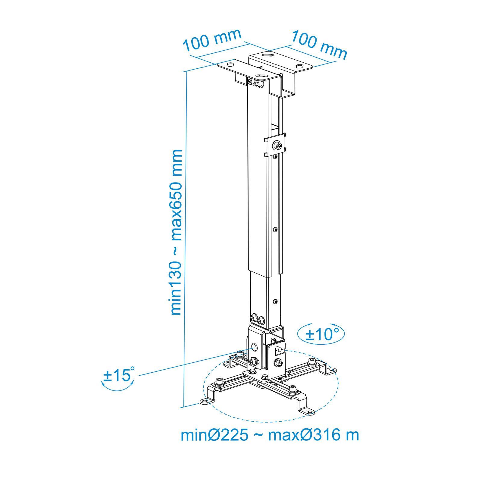 Suporte de Teto para Projetor TOOQ PJ2012T-B (20 kg - Teto - -15-15° - Preto), miniatura 6