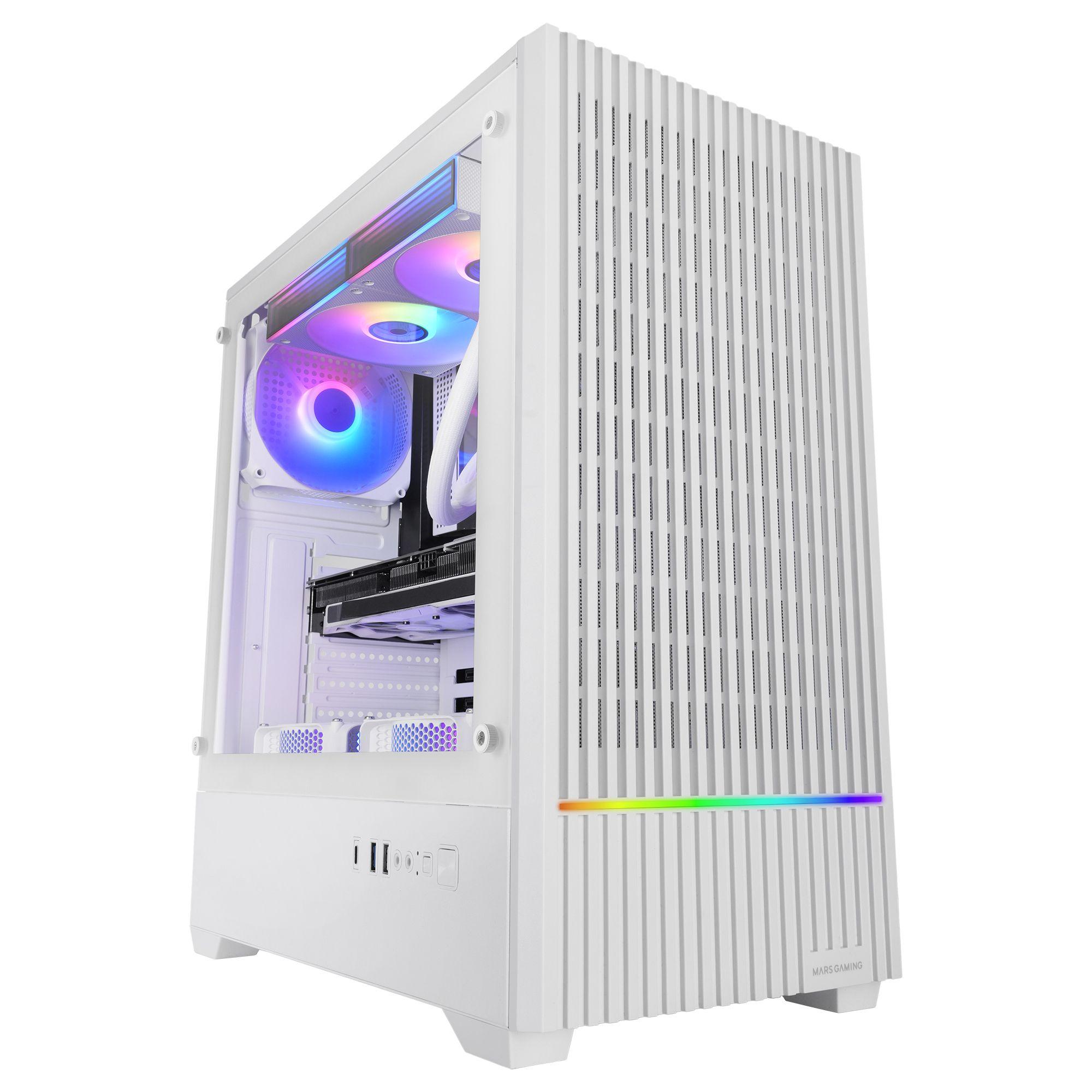 Caixa de Computador MARS GAMING MC-QUANTUMW (ATX, Micro ATX, Mini-ITX - Midi Tower - Vidro temperado - Branco) — miniatura 2