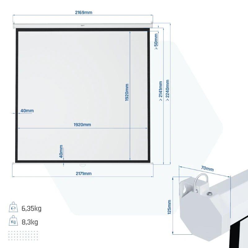 Ecrã de Projeção Manual IGGUAL PSIMS200 (2,82 m - Preto e Branco) — miniatura 9