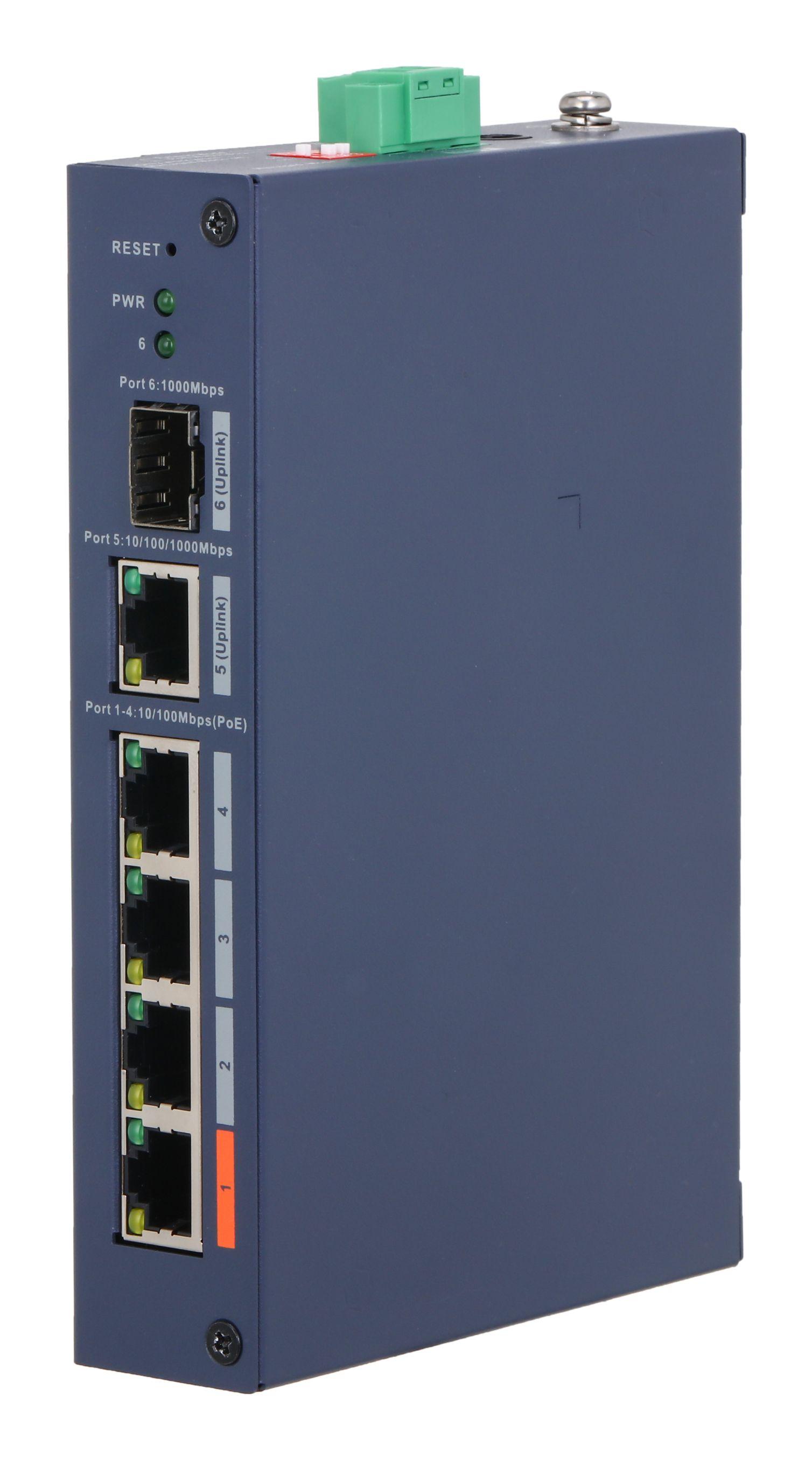 Switch Industrial DAHUA DH-CHS4106-4ET-60 (Fast Ethernet - 10/100 Mbps - 4 MB - Azul)