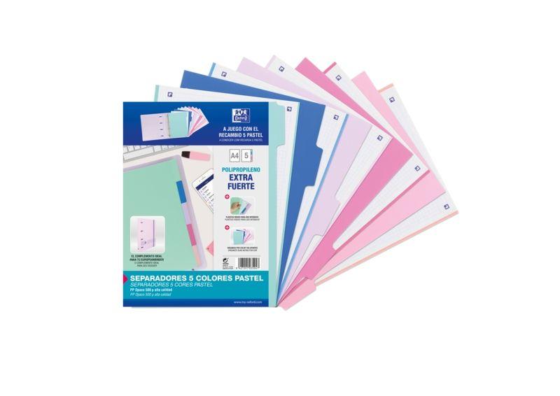 Separadores OXFORD Strongline A4 (Polipropileno - Cores pastel sortidas)