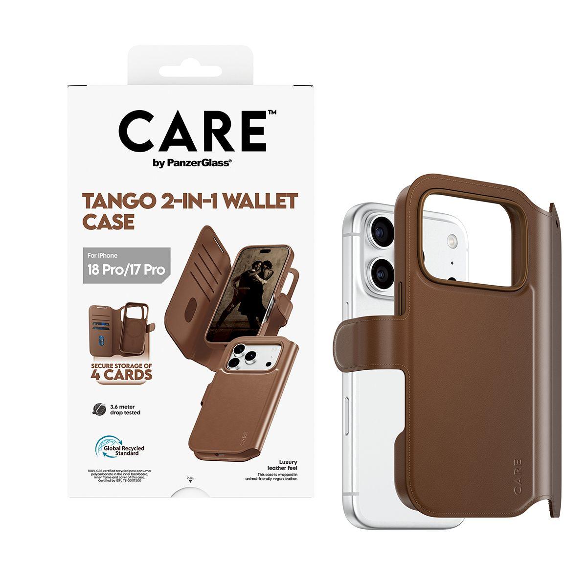 Capa para Telemóvel PANZERGLASS CARE Tango 2-in-1 Wallet Case (Castanho), miniatura 5