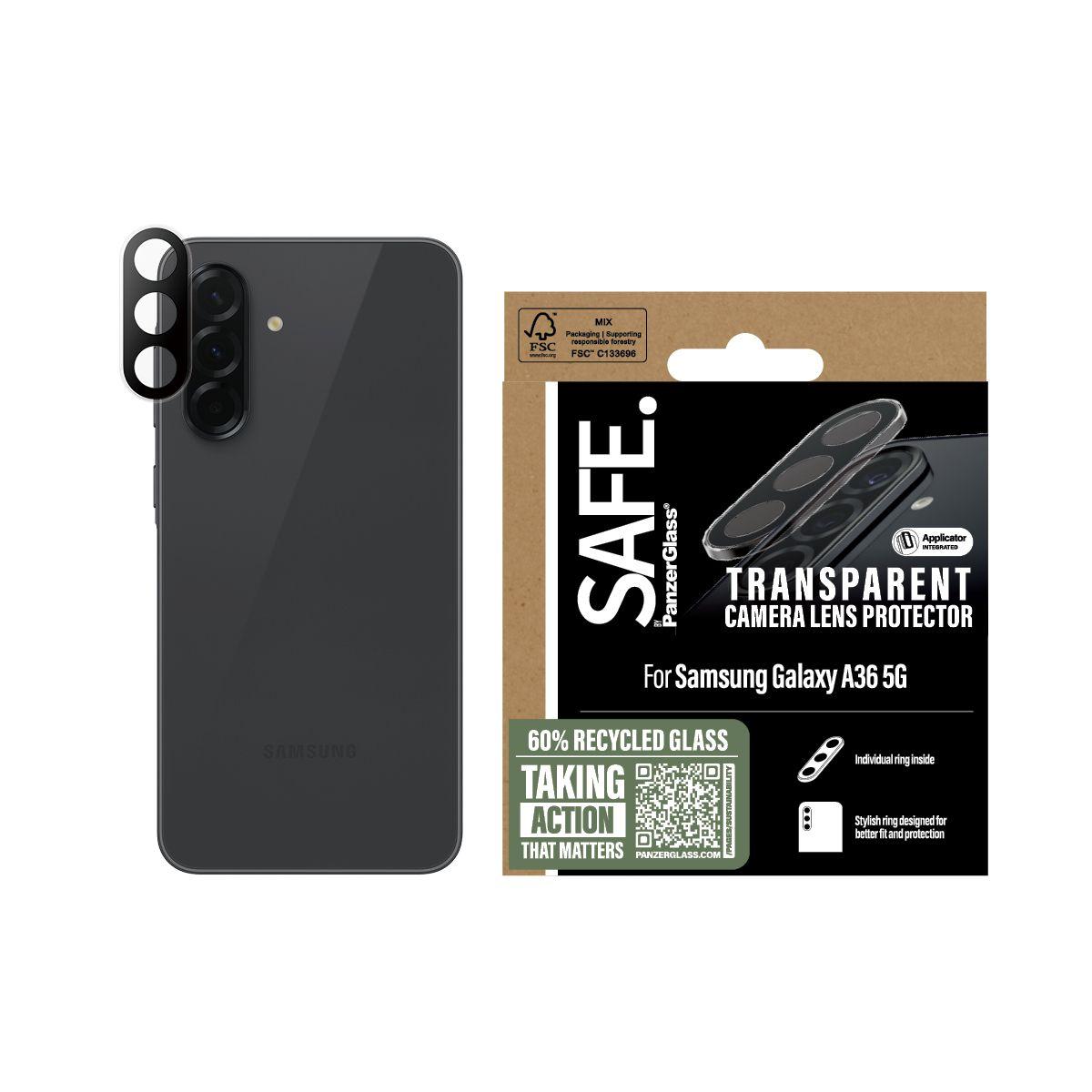 Protetor de Lentes de Câmara PANZERGLASS SAFE. para Samsung Galaxy A36 5G (Transparente) — miniatura 2