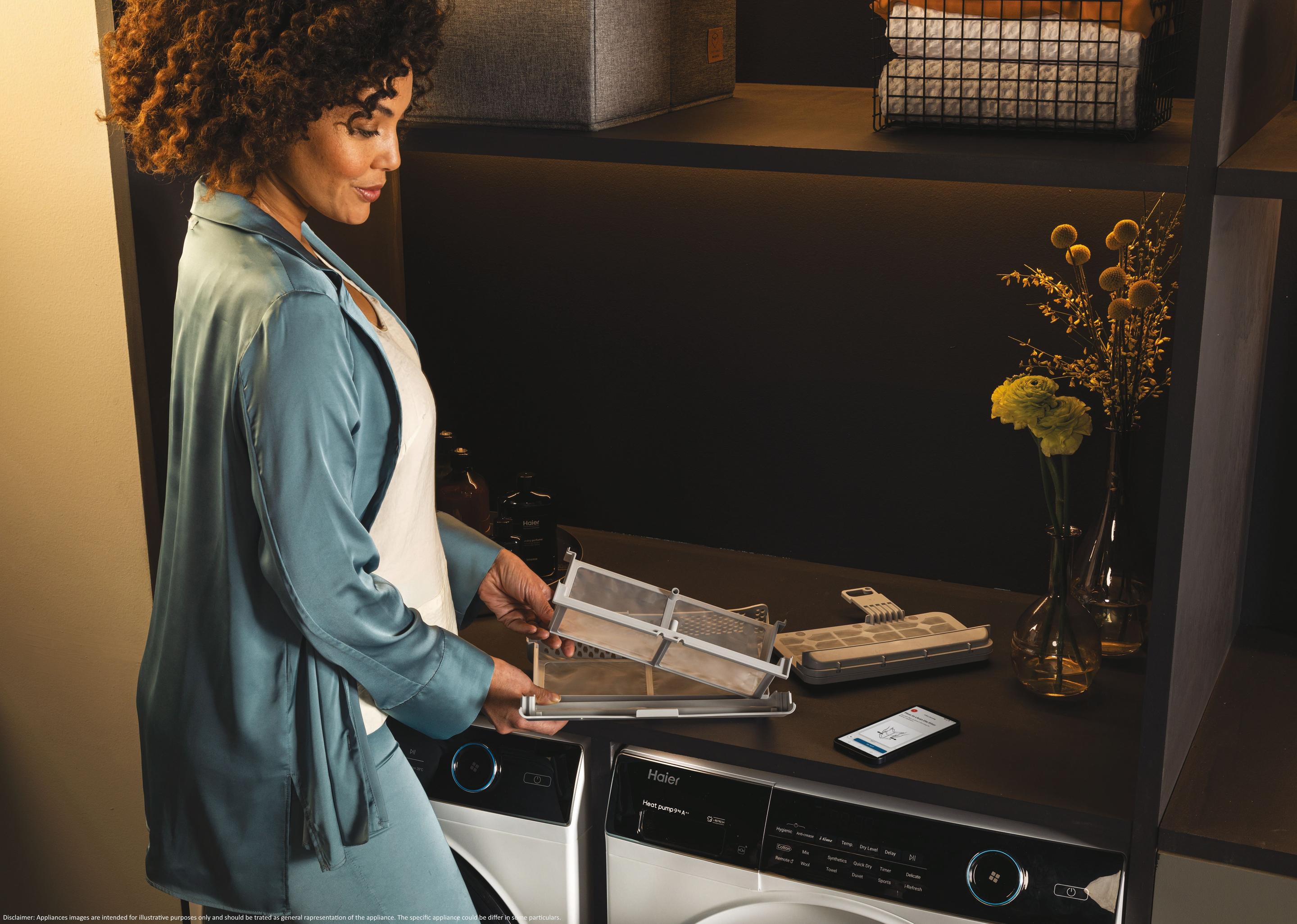 Máquina de Secar Roupa Independente HAIER HD90A3959S (9 kg - Bomba de calor - Direita - Branco) — miniatura 13