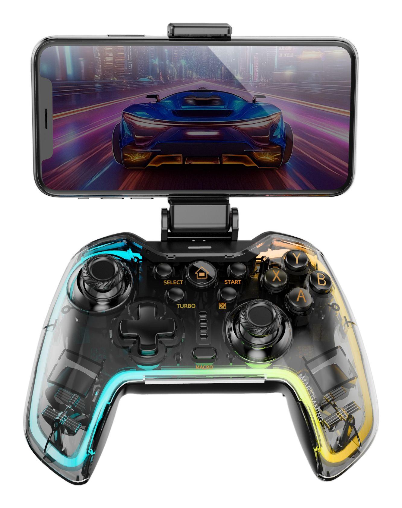 Comando MARS GAMING MGP-BT2 (USB Type-A para USB Type-C - Com fios e sem fios - Preto e Transparente)