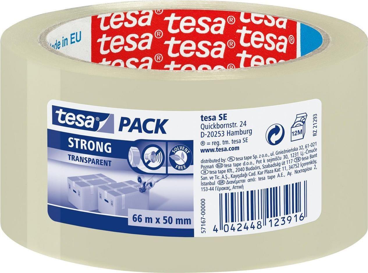 Fita adesiva para embalagem TESA tesapack Strong (Polipropileno - 66 mt x 50 mm - Transparente)