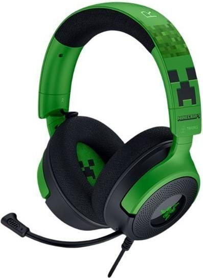 Headset Gaming RAZER Kraken V4 X Minecraft Edition (Binaural - Com fios - Supra-aural - Preto e Verde)