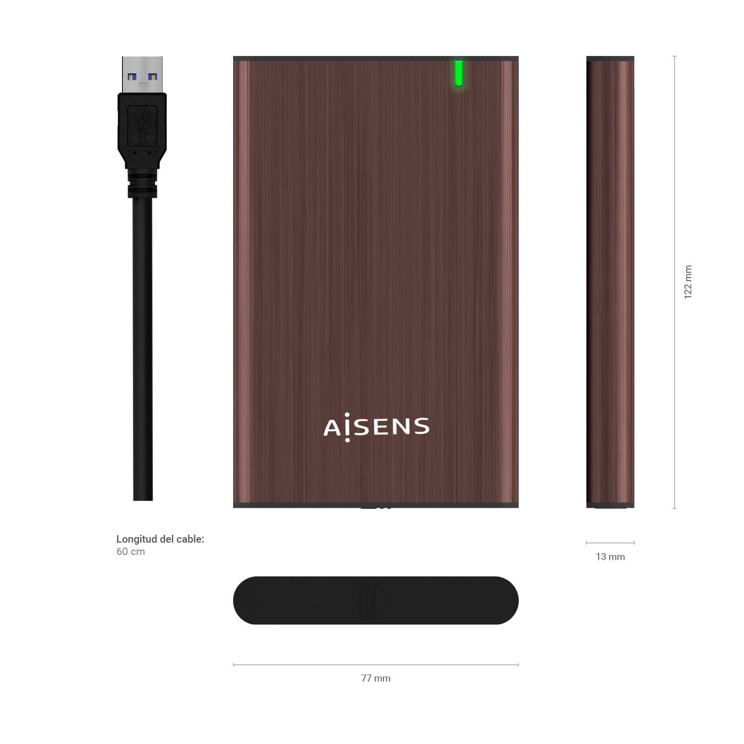 Caixa Externa AISENS ASE-2525BWN (2.5" - 4200 RPM, 5400 RPM, 7200 RPM - Castanho), miniatura 4