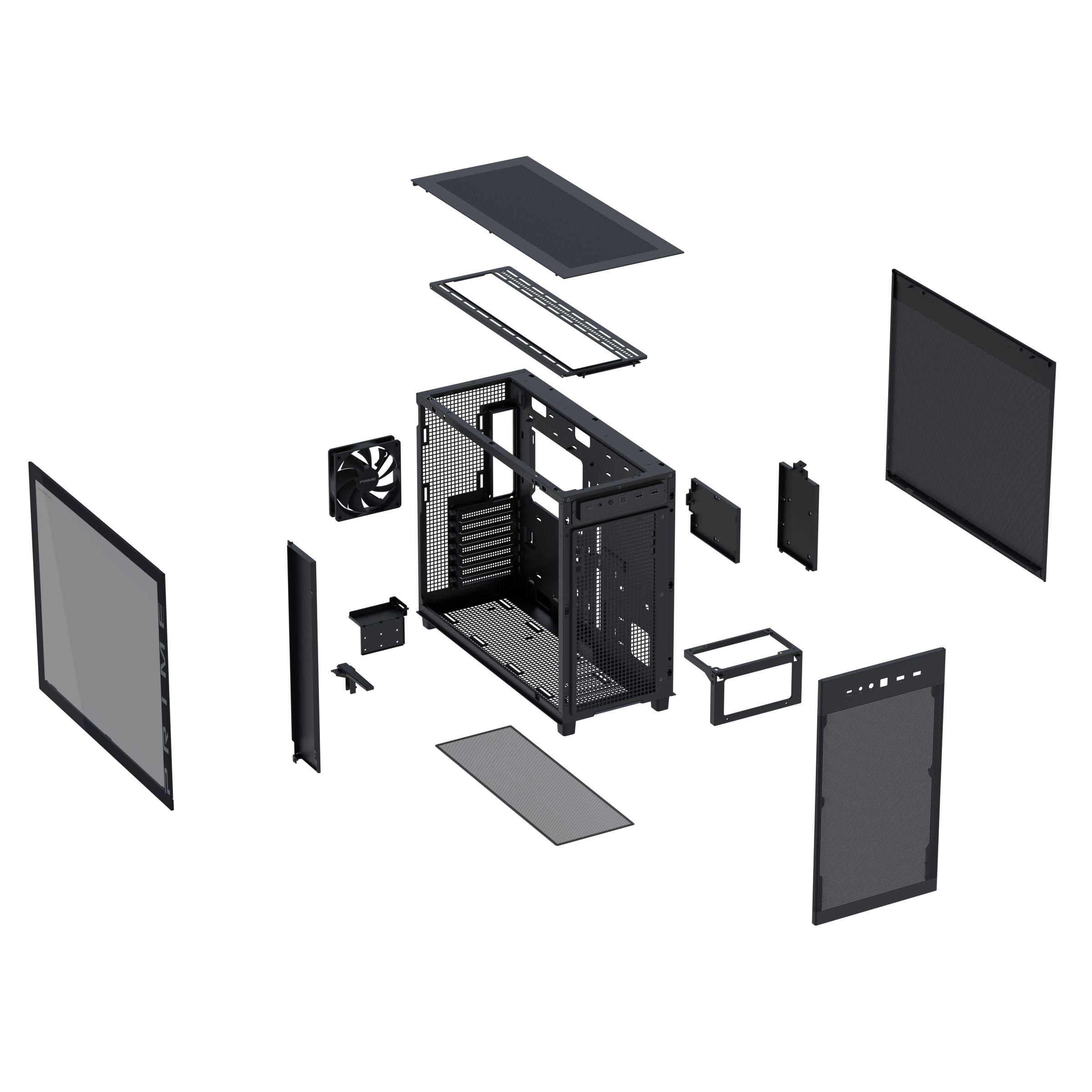 Caixa PC ASUS PRIME AP303 TG (micro ATX, Mini-ITX, ATX - Midi Tower - Metal - Preto) — miniatura 9