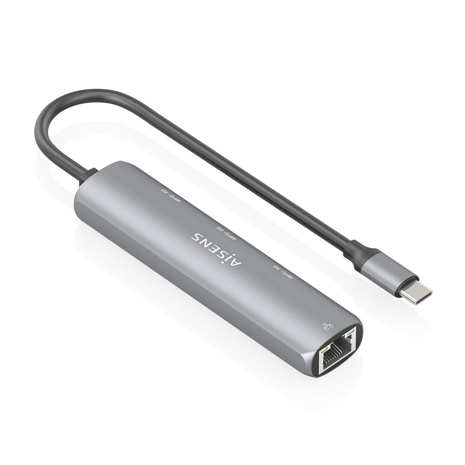 Adaptador USB-C para Ethernet AISENS ASUC-4P038-GR (0,15 m - USB Type-C - Windows 10, Windows 11 - Cinzento), miniatura 2