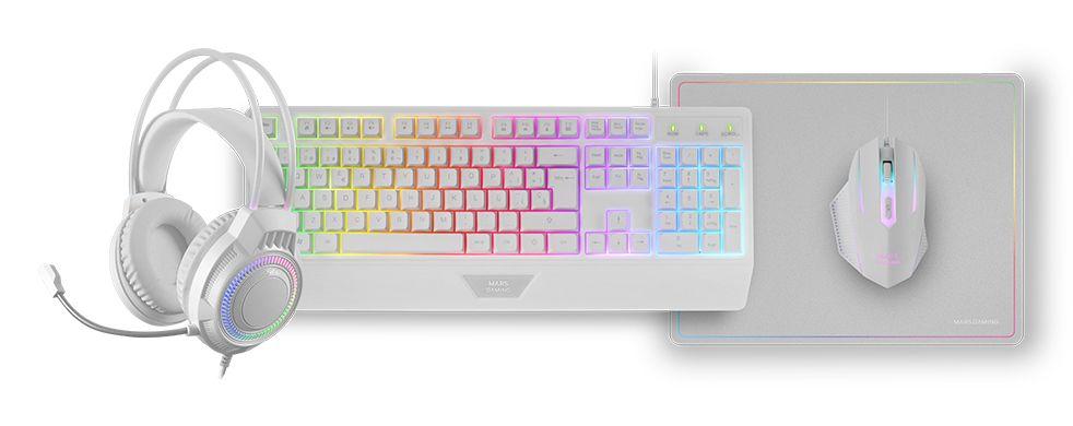 Conjunto Gaming MARS GAMING MCP124PROWES (Espanhol - Interruptor de membrana - Tamanho completo - Branco) — miniatura 2