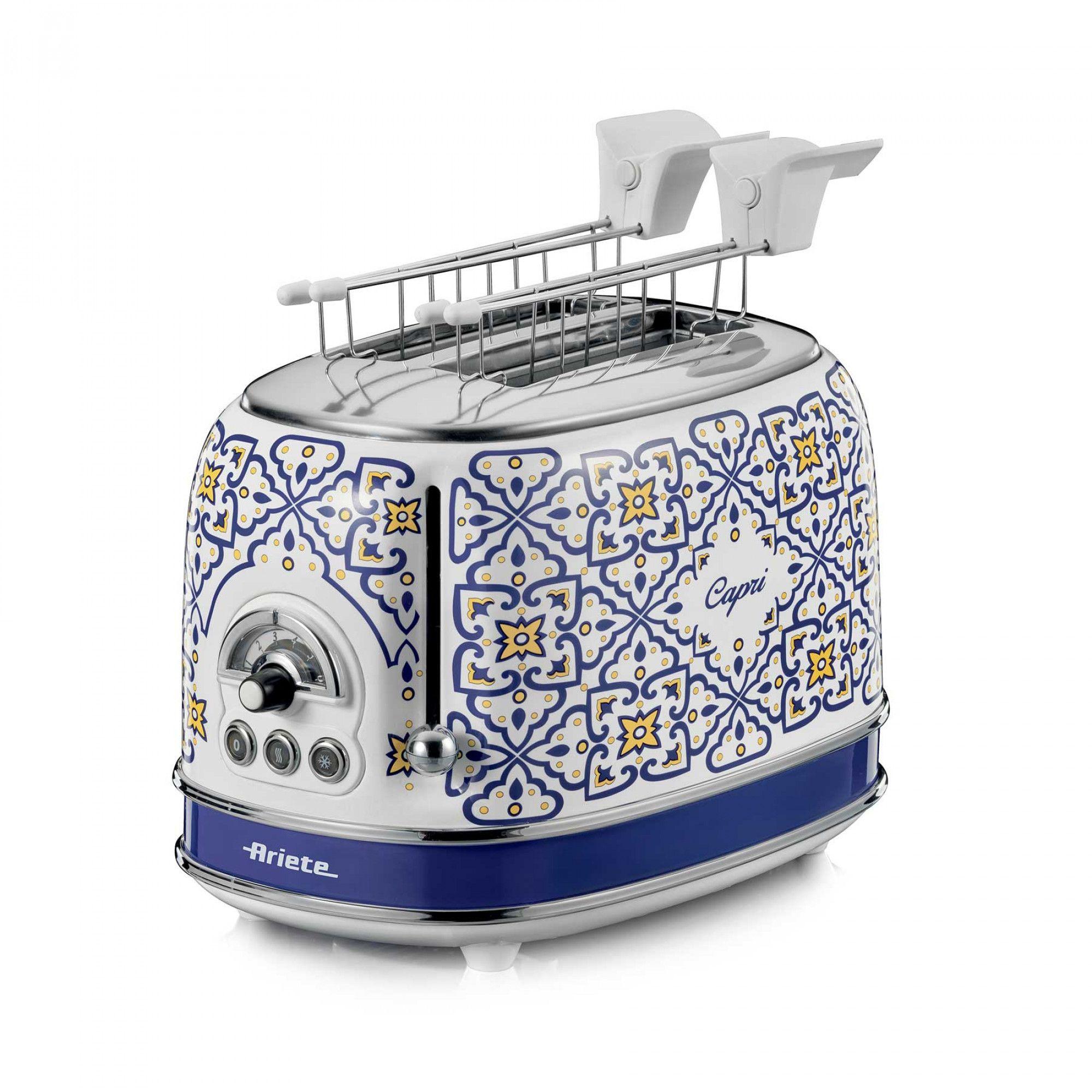 Torradeira ARIETE 0155/0C (810 W - Metal - Altura 20 cm - Branco e Azul Claro)