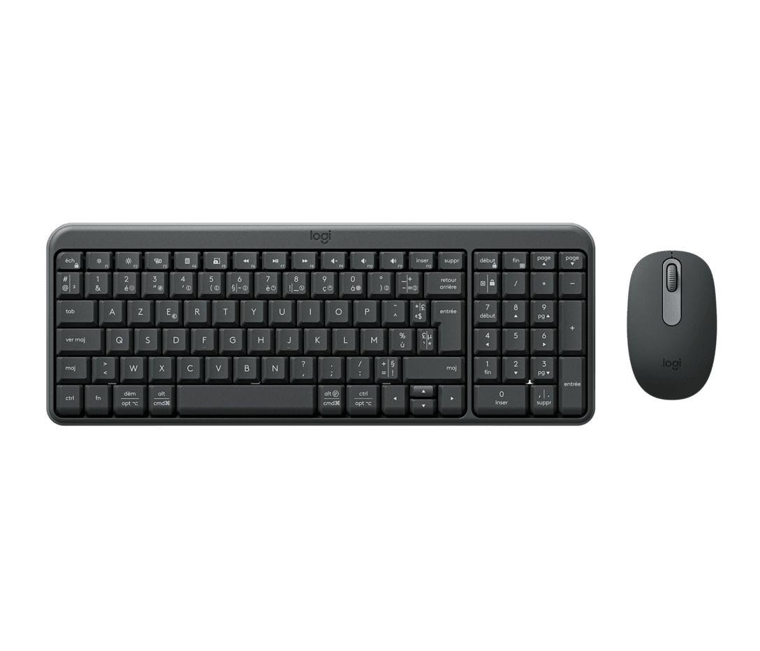 Teclado e Rato LOGITECH ERGO MK250 (Francês - Em frente/linha reta - RF Wireless + Bluetooth - Grafite)
