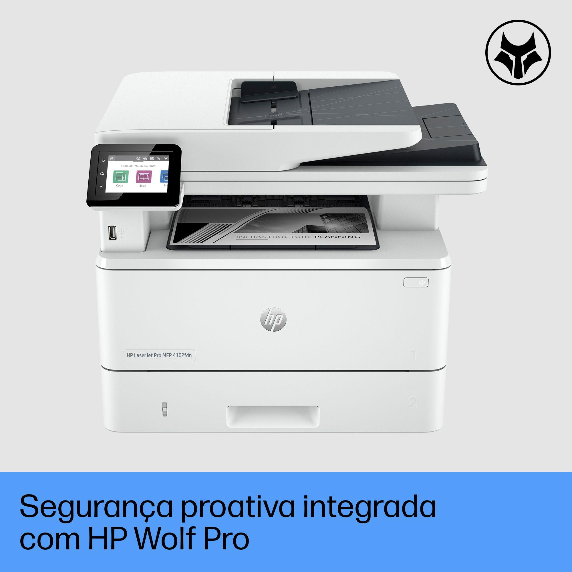 Impressora Multifunções Laser HP LaserJet Pro MFP 4102fdn (A4 - Impressão a preto e branco - 350 folhas - Branco), miniatura 3