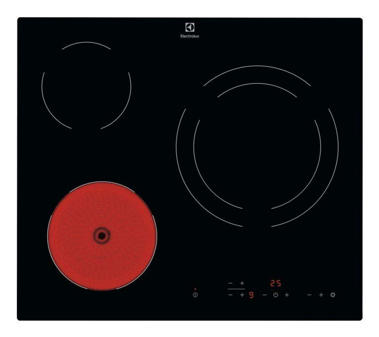 Placa Vitrocerâmica de Encastre ELECTROLUX LR633CK (3 zonas - 5700 W - Vidro-cerâmica - Preto)