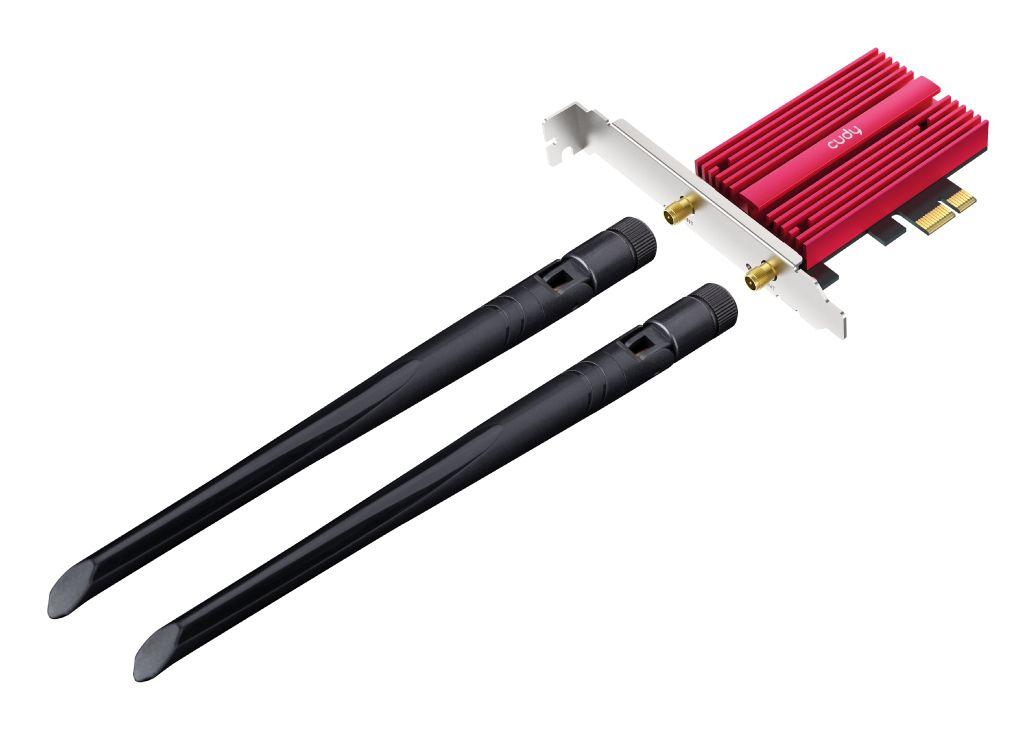 Adaptador de Rede PCIe CUDY WE9300 (Wi-Fi 7 - 5765 Mbit/s - PCI Express - Preto/Vermelho), miniatura 4