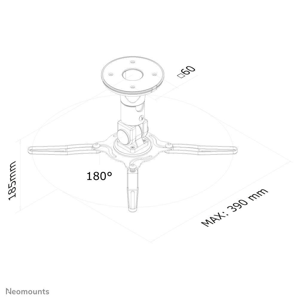 Suporte de Teto para Projetor NEOMOUNTS BEAMER-C50 (10 kg - Teto - 0-90° - Preto), miniatura 5