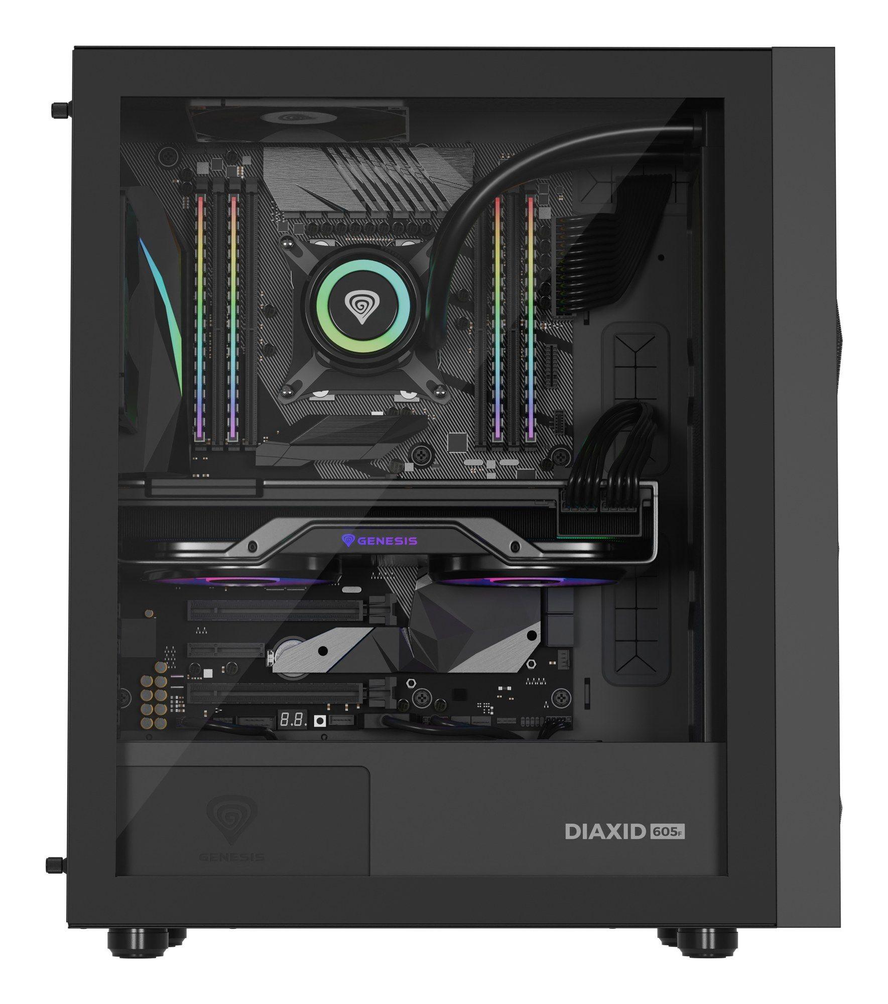 Caixa de Computador GENESIS Diaxid 605F (ATX, Micro ATX, Mini-ATX - Midi Tower - ABS, Aço, Vidro temperado - Preto) — miniatura 12