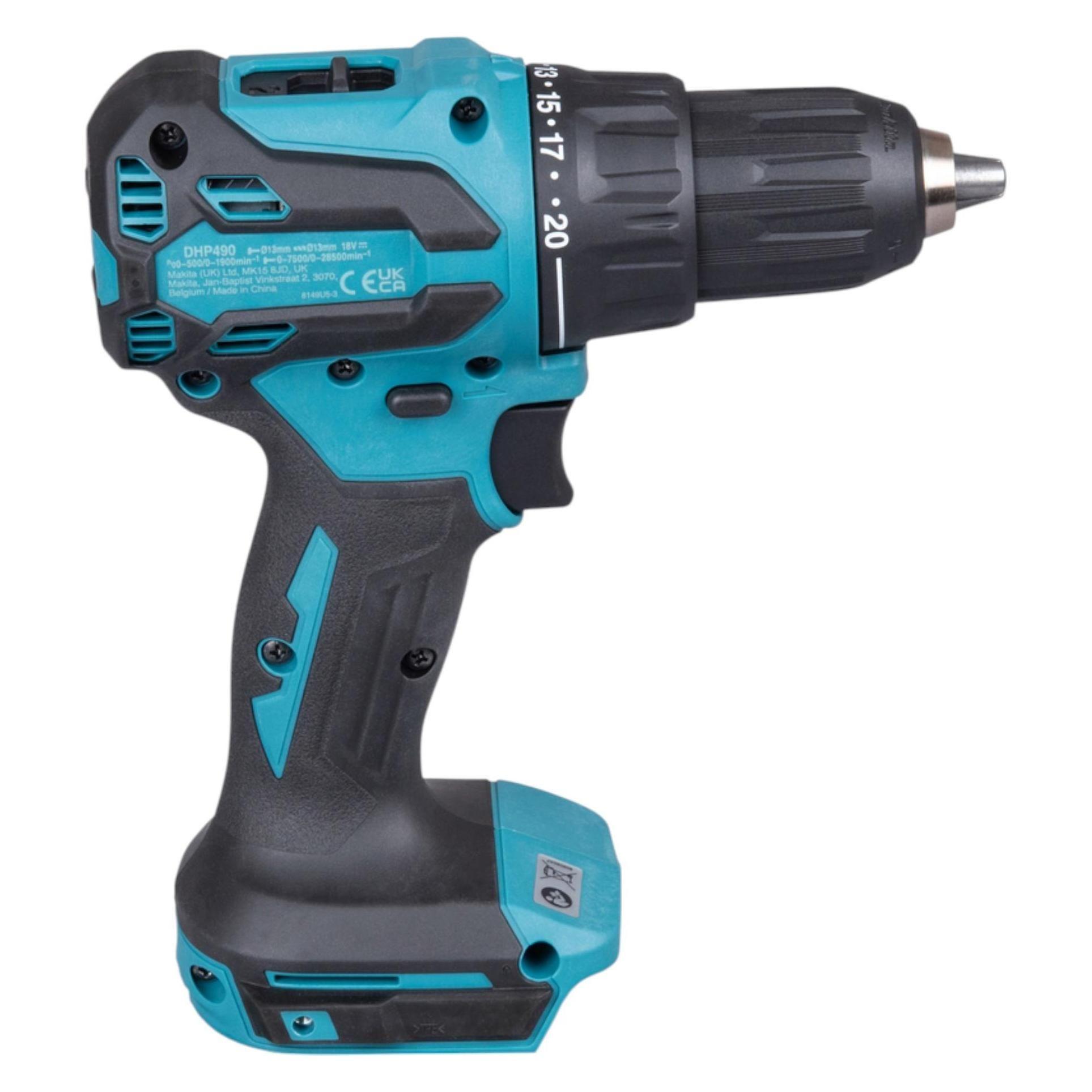 Berbequim Aparafusador com Percussão MAKITA DHP490TJX9 (18 V - Iões de lítio), miniatura 2