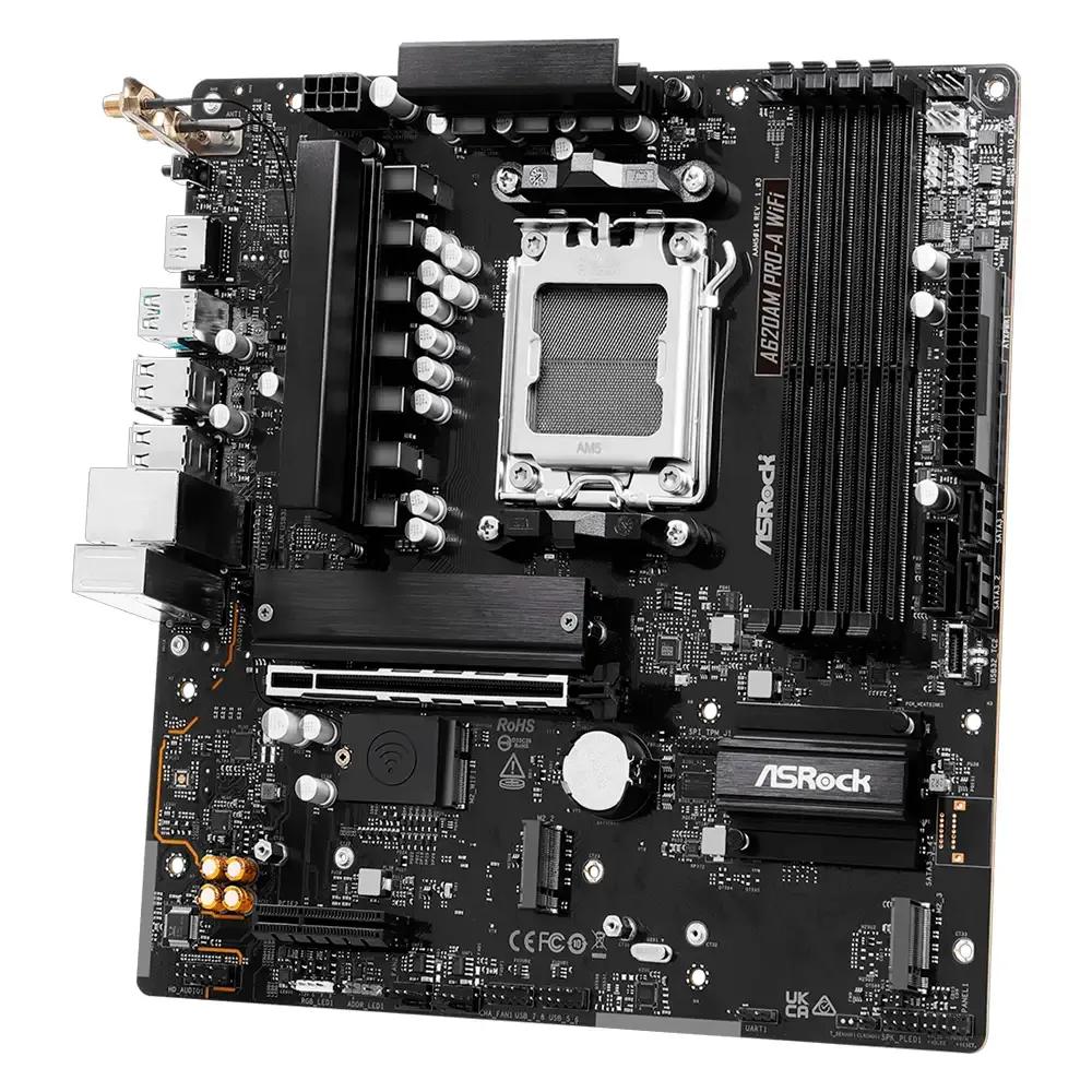 Motherboard ASROCK A620AM Pro-A WiFi (AM5 - Micro-ATX - AMD RDNA 2 - Preto), miniatura 3